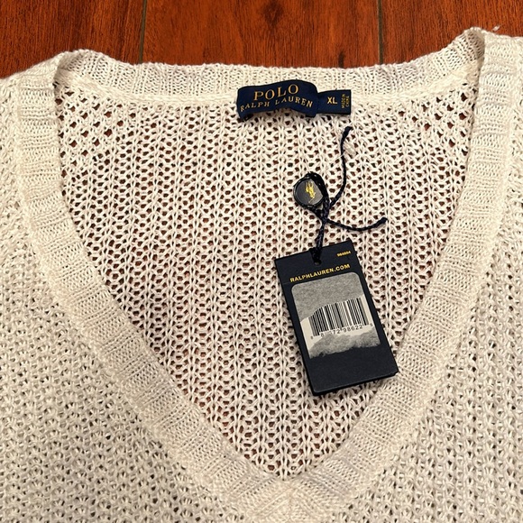 NWT Polo Ralph Lauren 100% Linen Relaxed Fit Open Knit Cropped Sleeveless Top - Picture 4 of 13